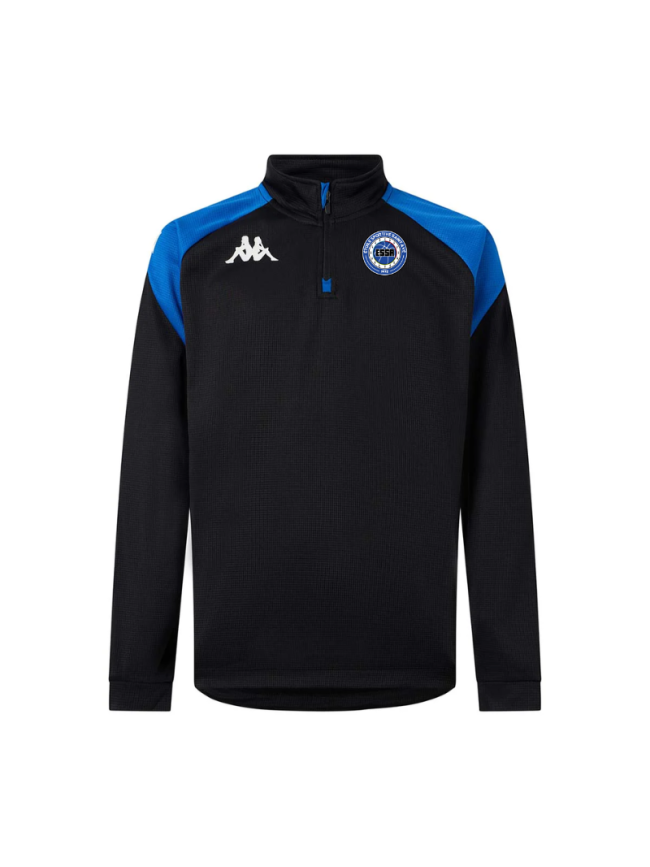 Sweat 1/2 zip adulte noir/bleu Kappa Lovato
