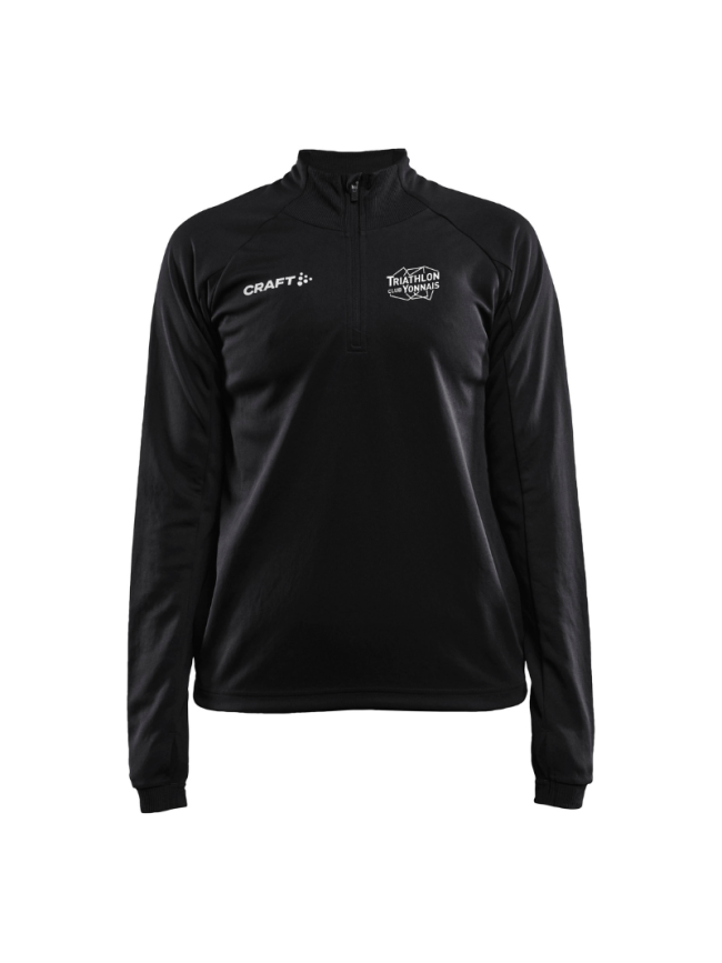 Sweat 1/2 zip femme noir Craft Evolve 2.0