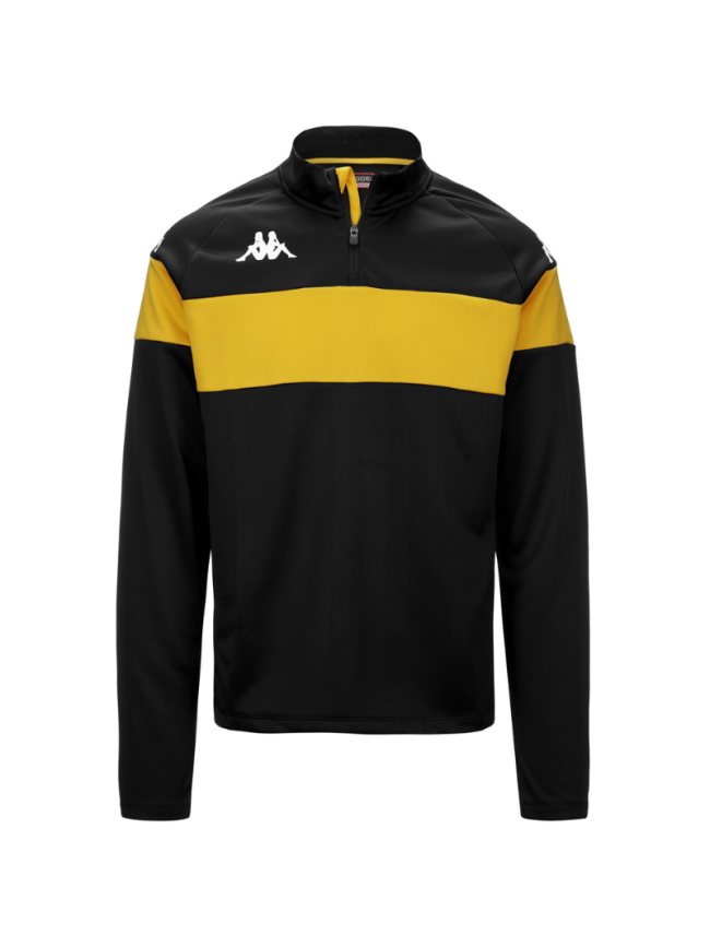 Sweat 1/2 zip enfant noir/jaune Kappa Dovare