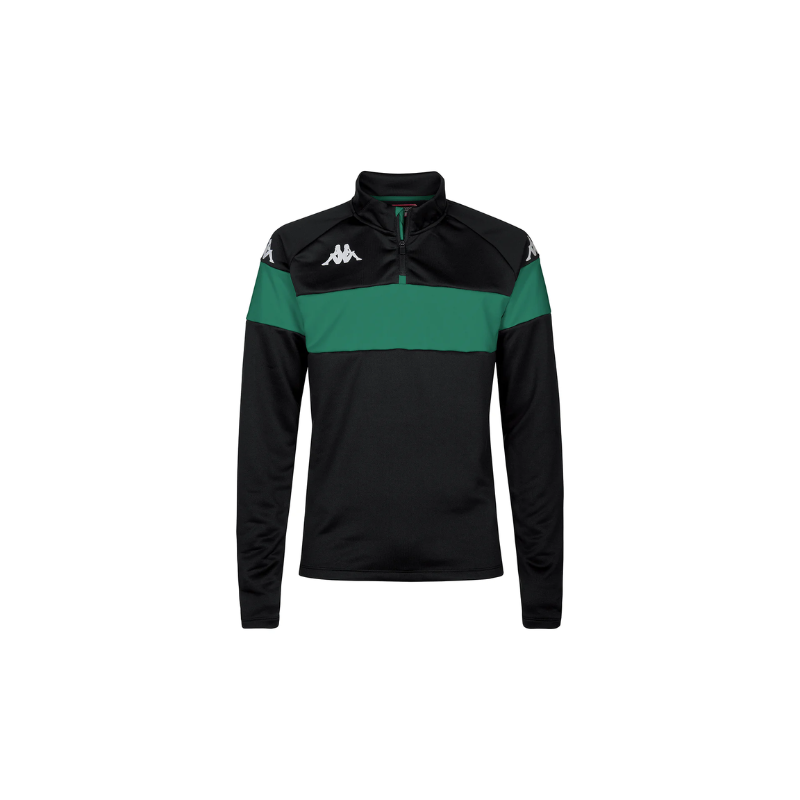 Sweat 1/2 zip enfant noir/vert Kappa Dovare