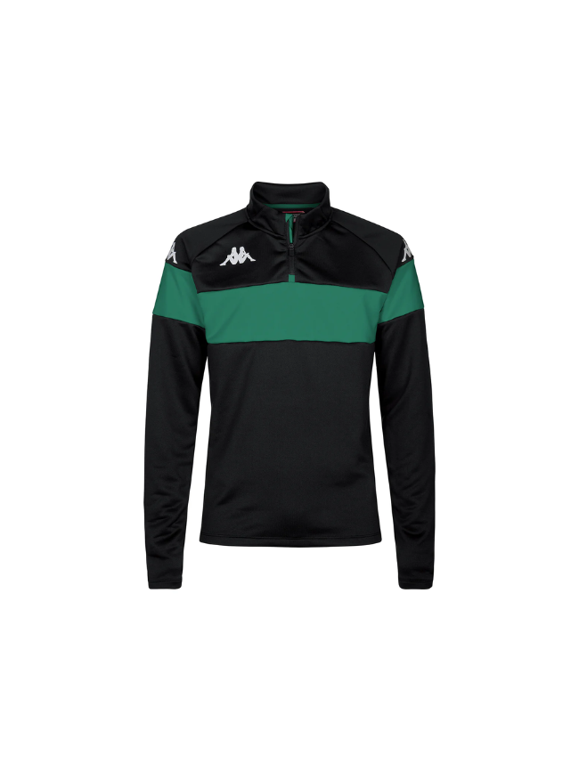 Sweat 1/2 zip enfant noir/vert Kappa Dovare
